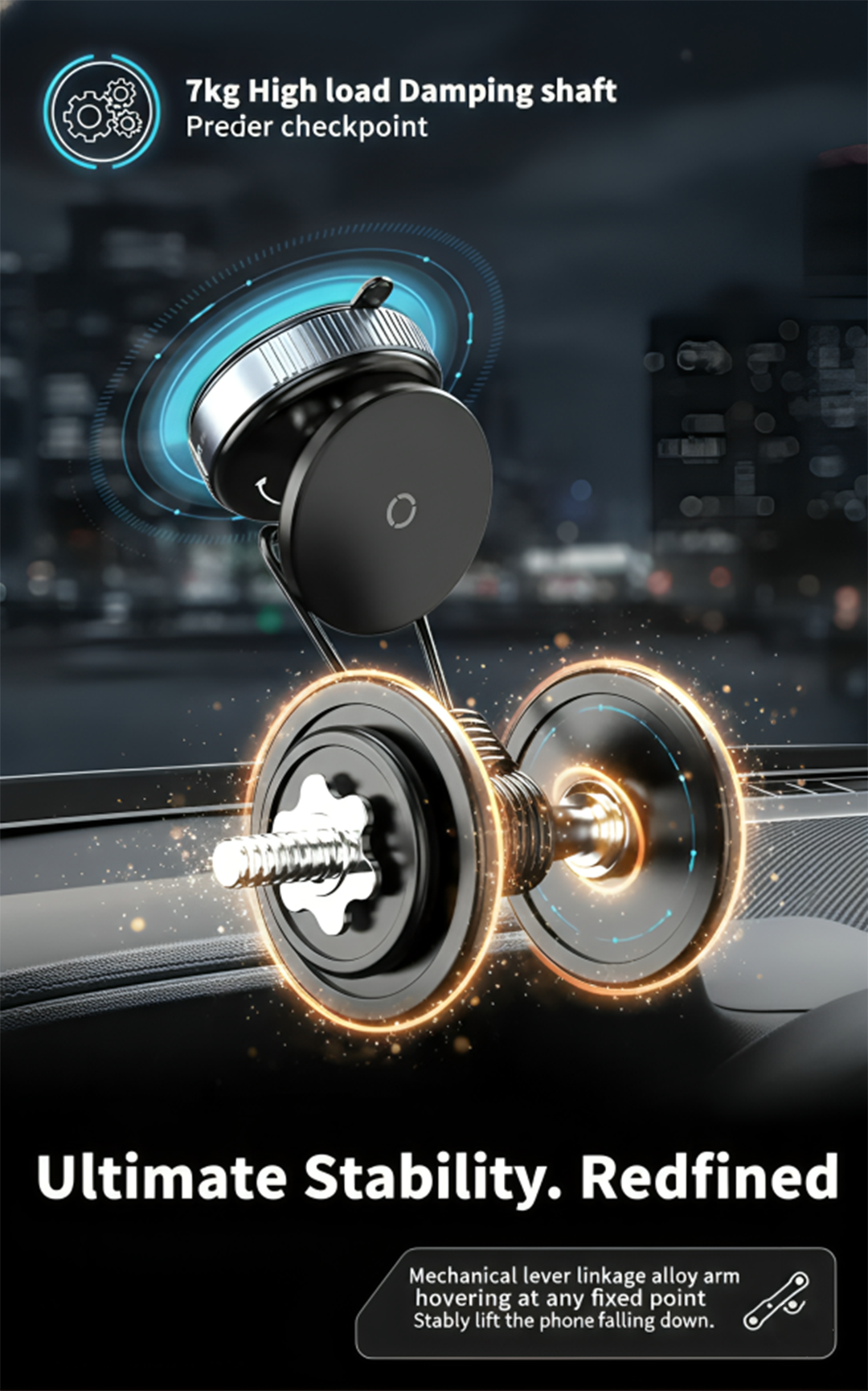 MagGrip Pro™ – Magnetic Suction Phone Holder (360° Rotating, Adhesive-Free Mount)